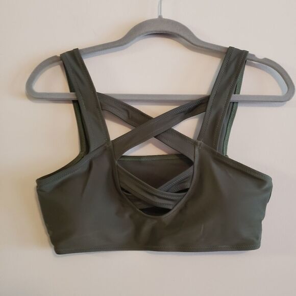 CUPSHE SEXY OLIVE GREEN CUT OUT STRAPPY BIKINI TOP SIZE MEDIUM - Picture 1 of 4